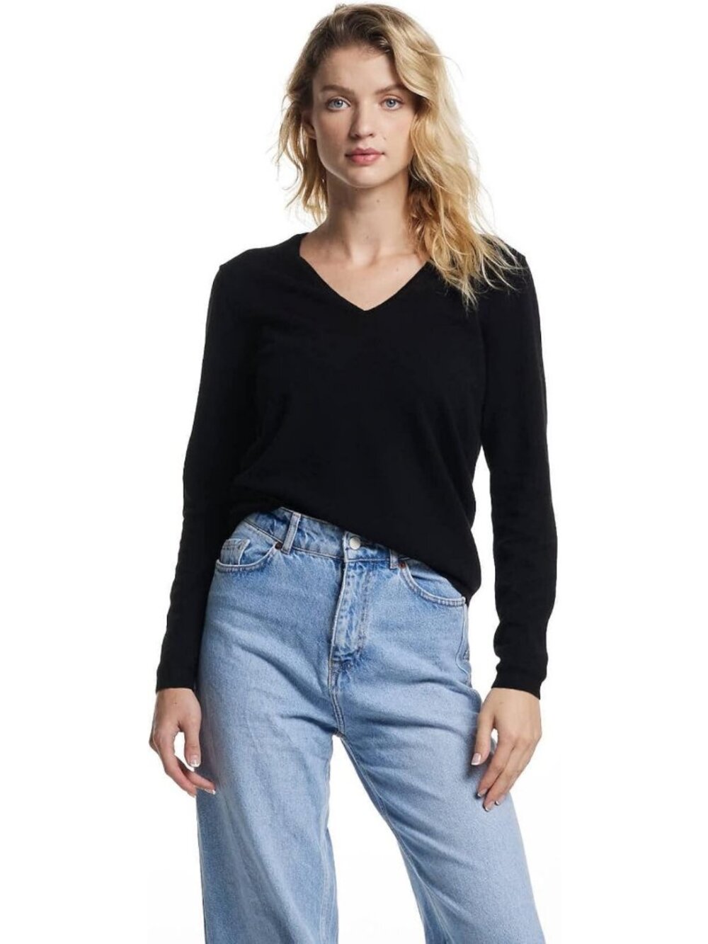 Cozy Women's V-Neck 100% Cashmere Long Sleeve Sweater - Warm Winter Pullover